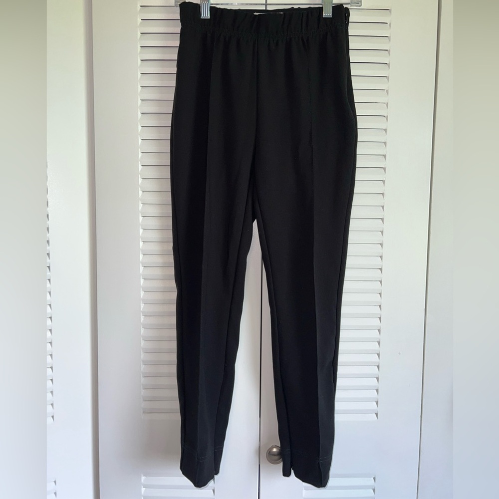 Anthropologie women’s black seamed pants jogger bottoms with zippers XSP GUC
